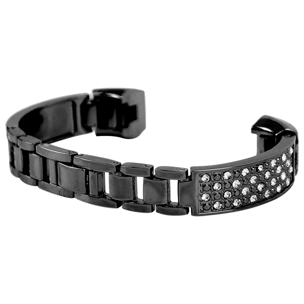 Stainless Steel Bracelet Women Inlay Rhinestones Wristband Wrist Decoration for FitbitBlack