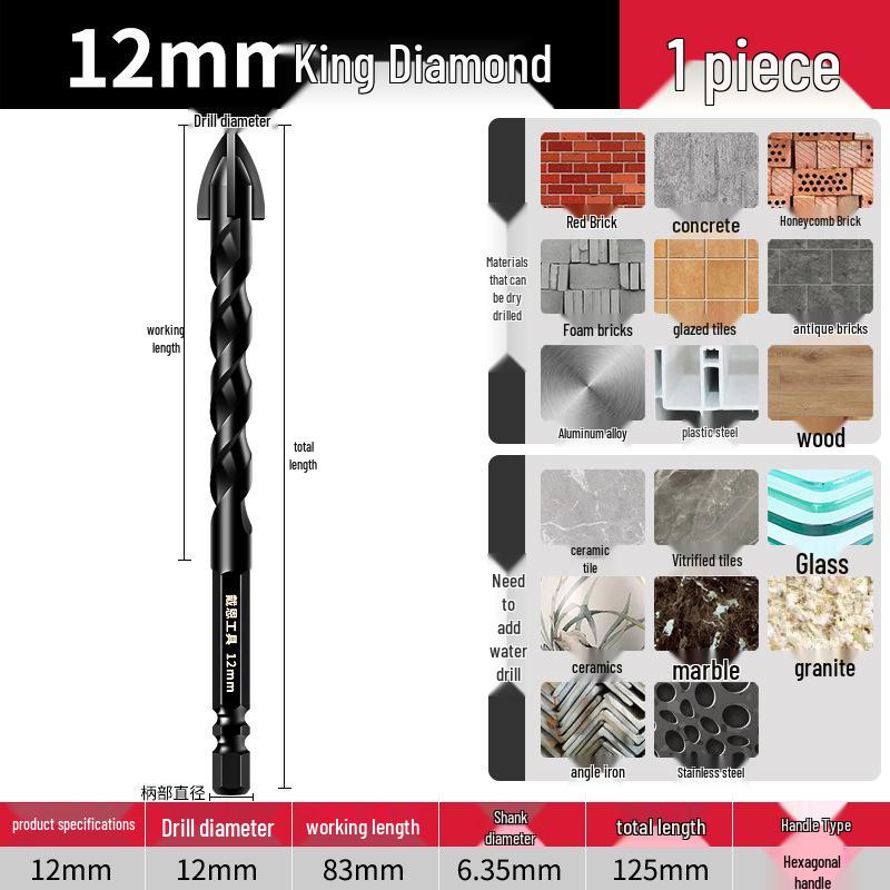 6mm Concrete & Glass Tungsten Steel Quad-Edge Tile Drill