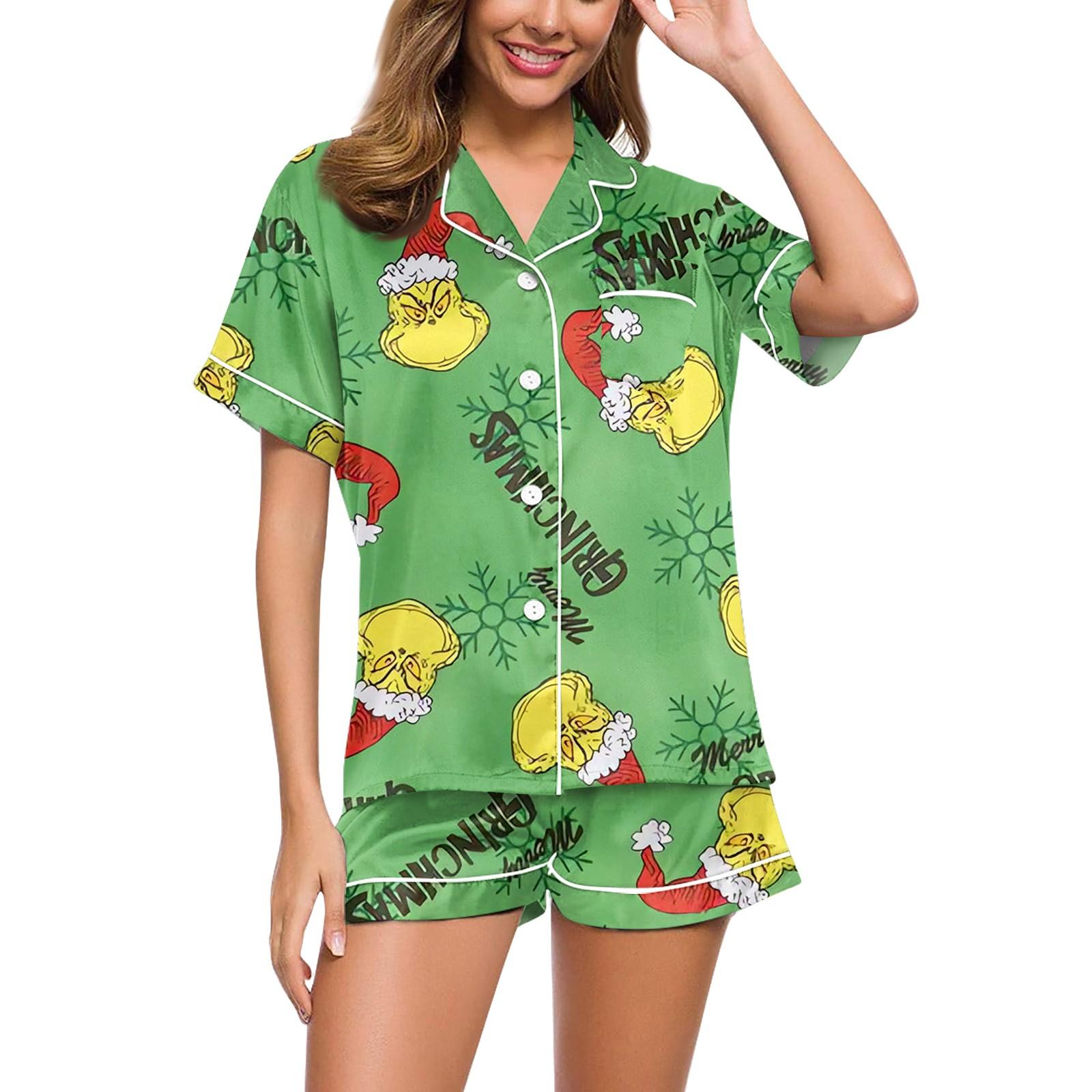 

Women s Soft Two-piece Printed Pajama Set Short Sleeved Shorts Set Casual Clothing Set Pajamas XXL