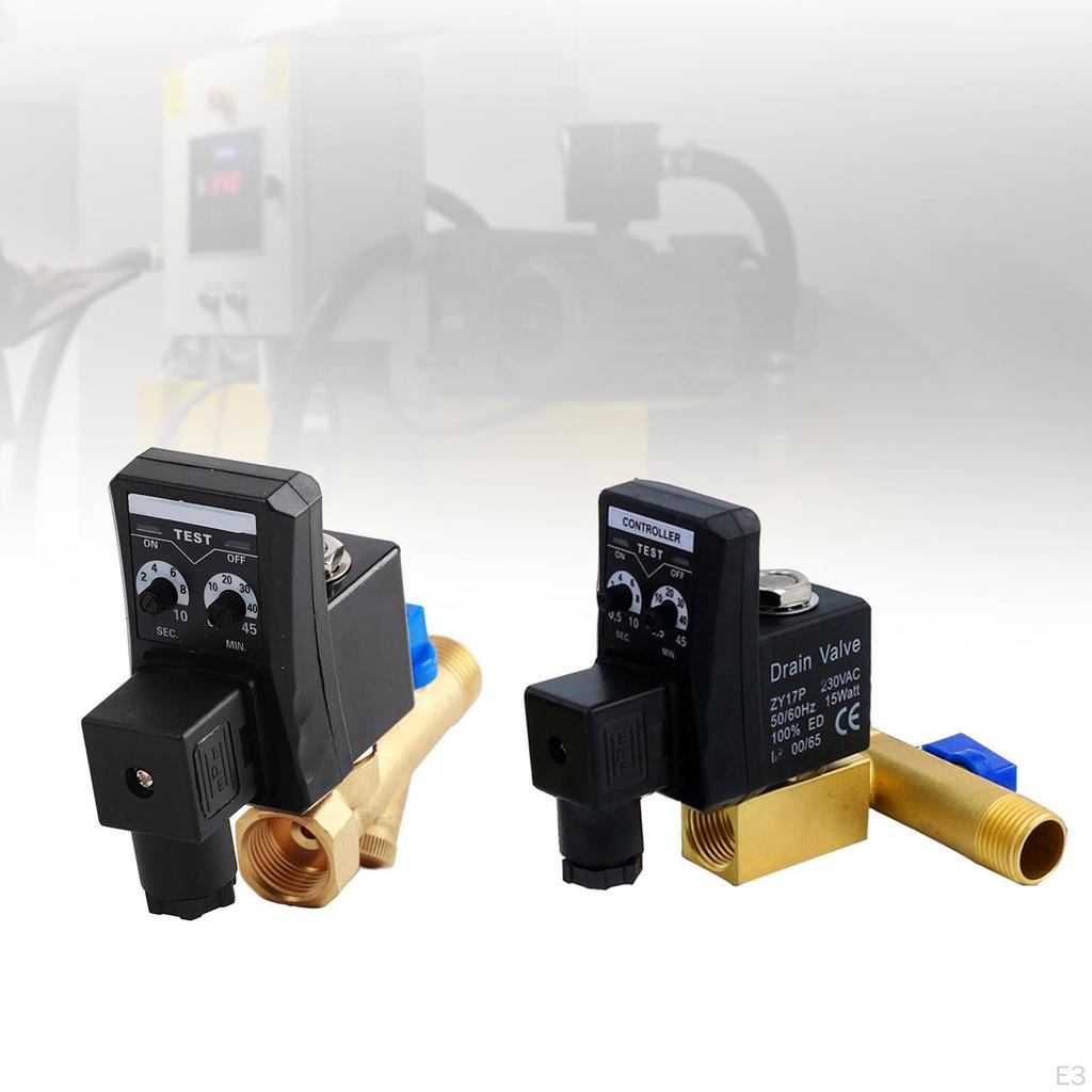 110V mässingsavtappningsventil för luftkompressor med automatisk timingfunktion