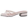 French evening breeze cool slippers summer outer wear women's shoes new year silver square head with skirt thick heel sandals