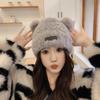 Cute Little Bear Plush Knitted Woolen Cap for Children   New Autumn and Winter Warm Fluffy Headgear and Ear Protecers