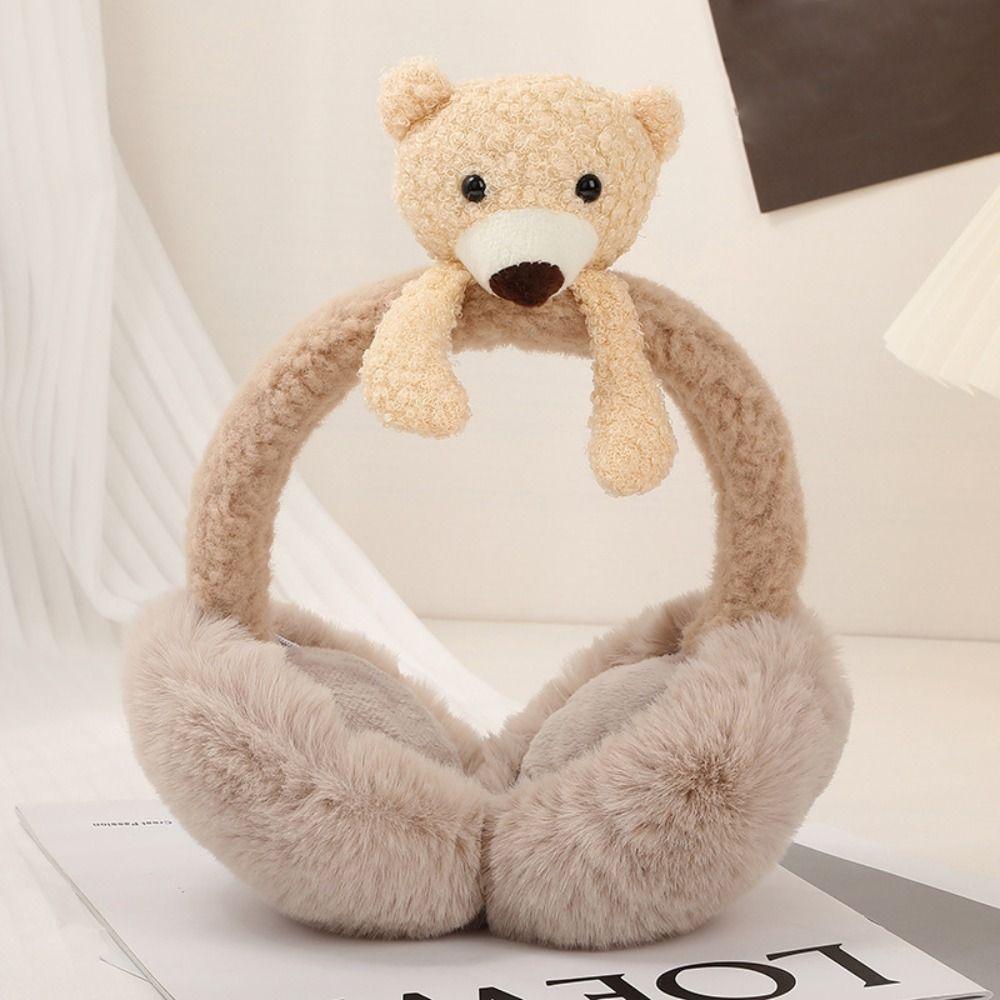 Soft For Children Stuffed Funny Unisex Female Ear Flap Bear Shape Earwarmer Cute Cartoon Earmuff