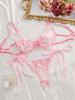 Autumn Bow Sling Floral Embroidered Lingerie Set - See-through Temptation