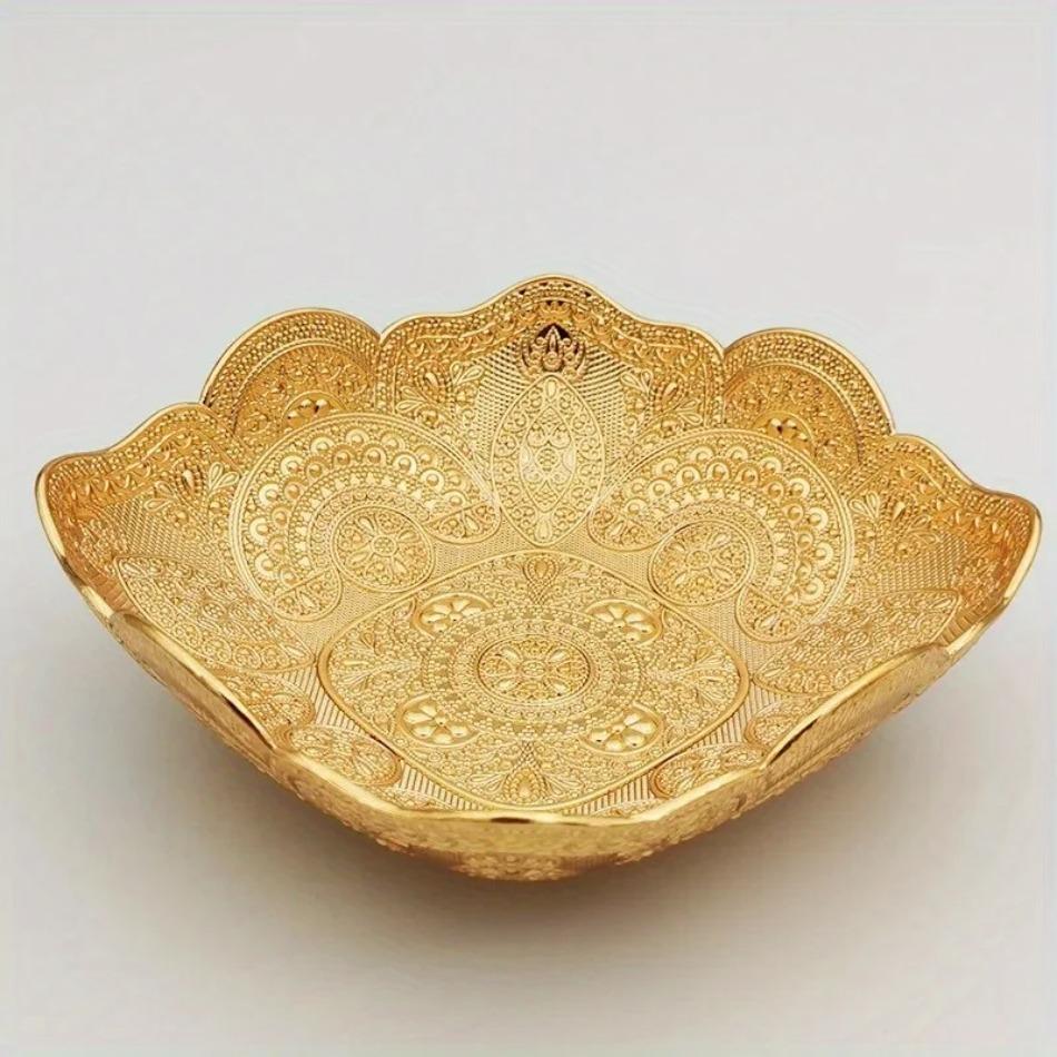 1 Pcs New European Metal Dish of Golden Fruit Bowl Hotel Service Kitchenware Dinnerware Use Trays Metal Swan Candy Fruit Plate