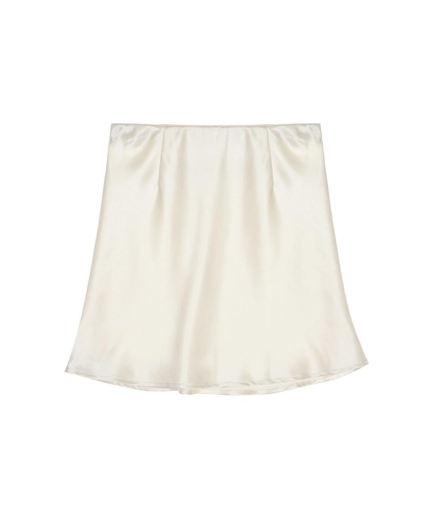 Nigaennikol Satin Flare Midi Skirt_Ivory