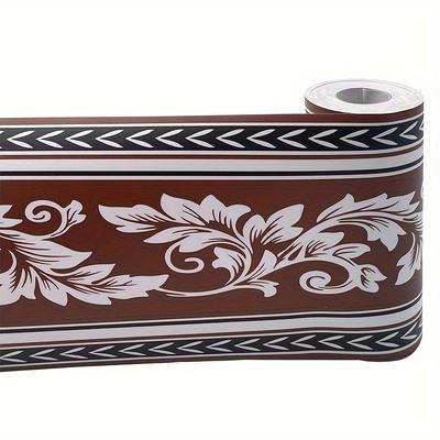 10M Brown Peel Stick Wallpaper Border Self Adhesive Waterproof PVC Wall Decoration for Living Room Bedroom Bathroom Kitchen
