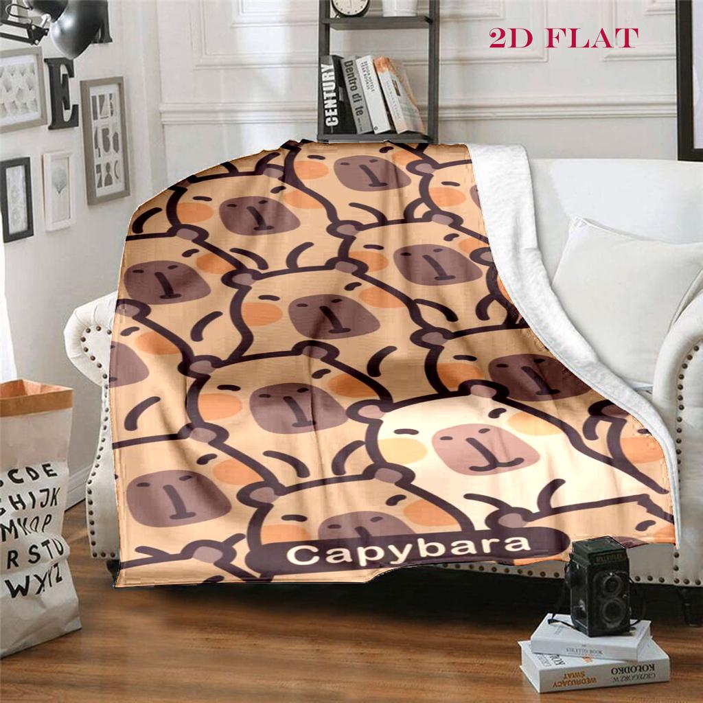 Adorable Capybara Patterns blanket Soft and comfortable Camping trip Office rest blanket Air conditioning blanket Machine washable