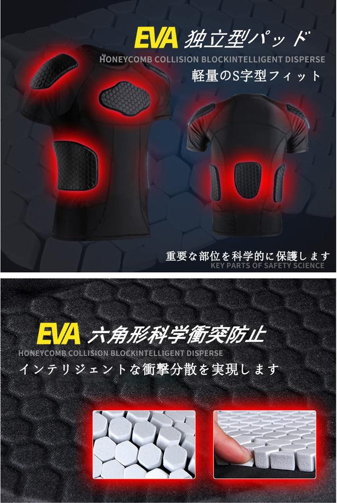 RENHE Short Sleeve Padded Body Inner Sportswear for Injury Size M Men's Protector, Protector, T-Shirt Football, Basketball, Rugby, Sweat-Wicking,