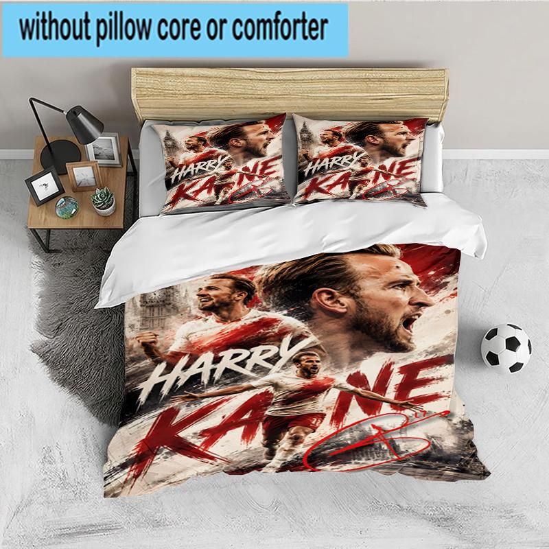 3PCS Football Player Kane  Bedding set,Ideal for1pc Duvet Cover And 2pcs Pillowcases Perfect for Christmas gift,Ideal for Bedroom, Dormitory