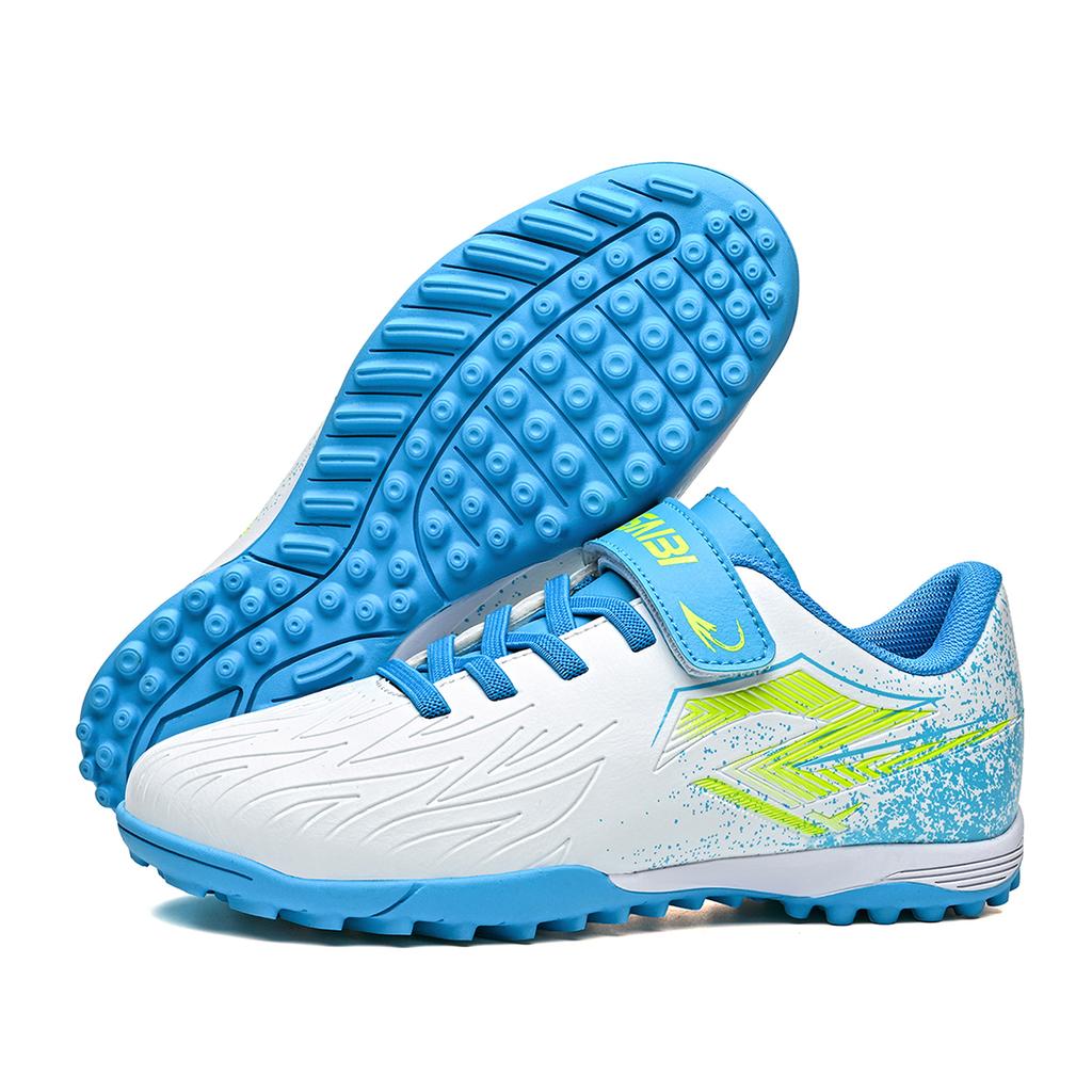 Kids TF Soccer cleats PU Fabric Rubber Sole Wearproof Boys Girls Artificial Turf Shoes