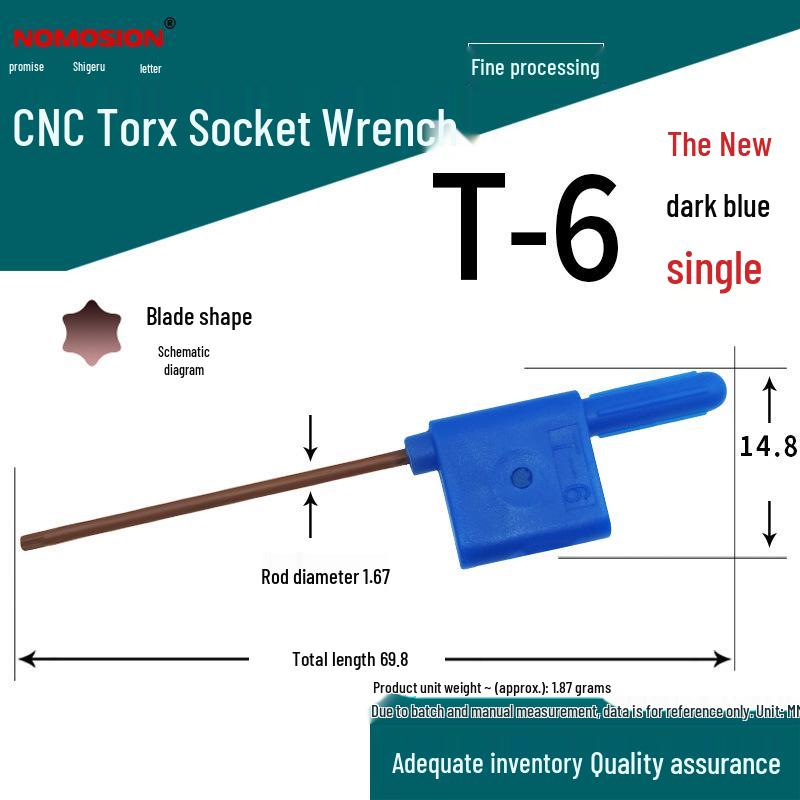 Hexagonal Blue Flag Wrench Set: T6, T8, T15 Hardened CNC Milling Cutter Holder with Blade & U Drill Screw