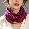 French Style Magnetic Buckle Scarf Magnet Clasp Silk Scarf Elegant Neck Scarf  Autumn