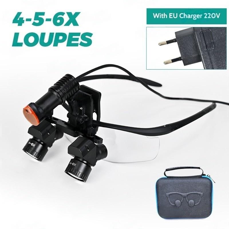 4X-6X Dental Loupes 5W Headlamp Binocular Medical Magnifier 300-600mm Pupil Adjustalbe Surgery Operation Lens Dental Equipment