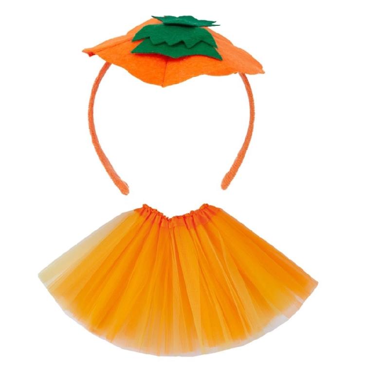 Pumpkin Costume Include Hairband, Skirt for Kid Birthday Halloween