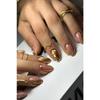 24pcs Medium Almond Shaped Press-On Fake Nails With Gold Trim, Sweet & Chic French Style For Women Casual Wear Nail Supplies