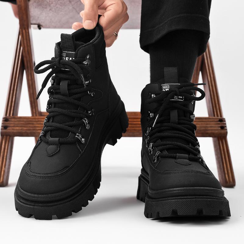 Autumn and winter new rhubarb boots labor insurance shoes outdoor army green tooling boots trendy shoes Martin shoes men's shoes