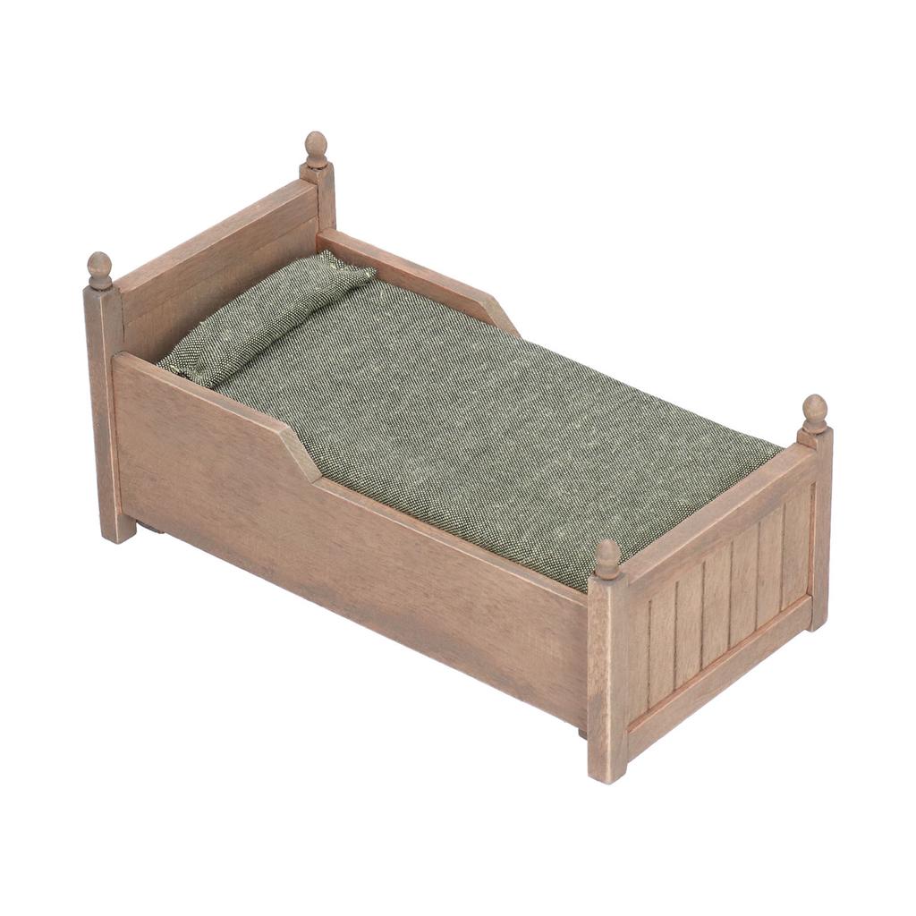 1:12 Miniature Dollhouse Birch Bed Mini Furniture Doll House Decoration AccessoriesBrown