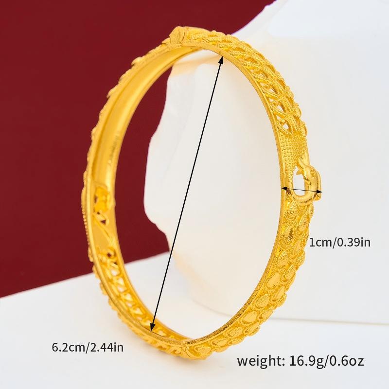 Bracciale Apribile con Fibbia Pavone Retro Placcato Oro in Stile Cinese Antico