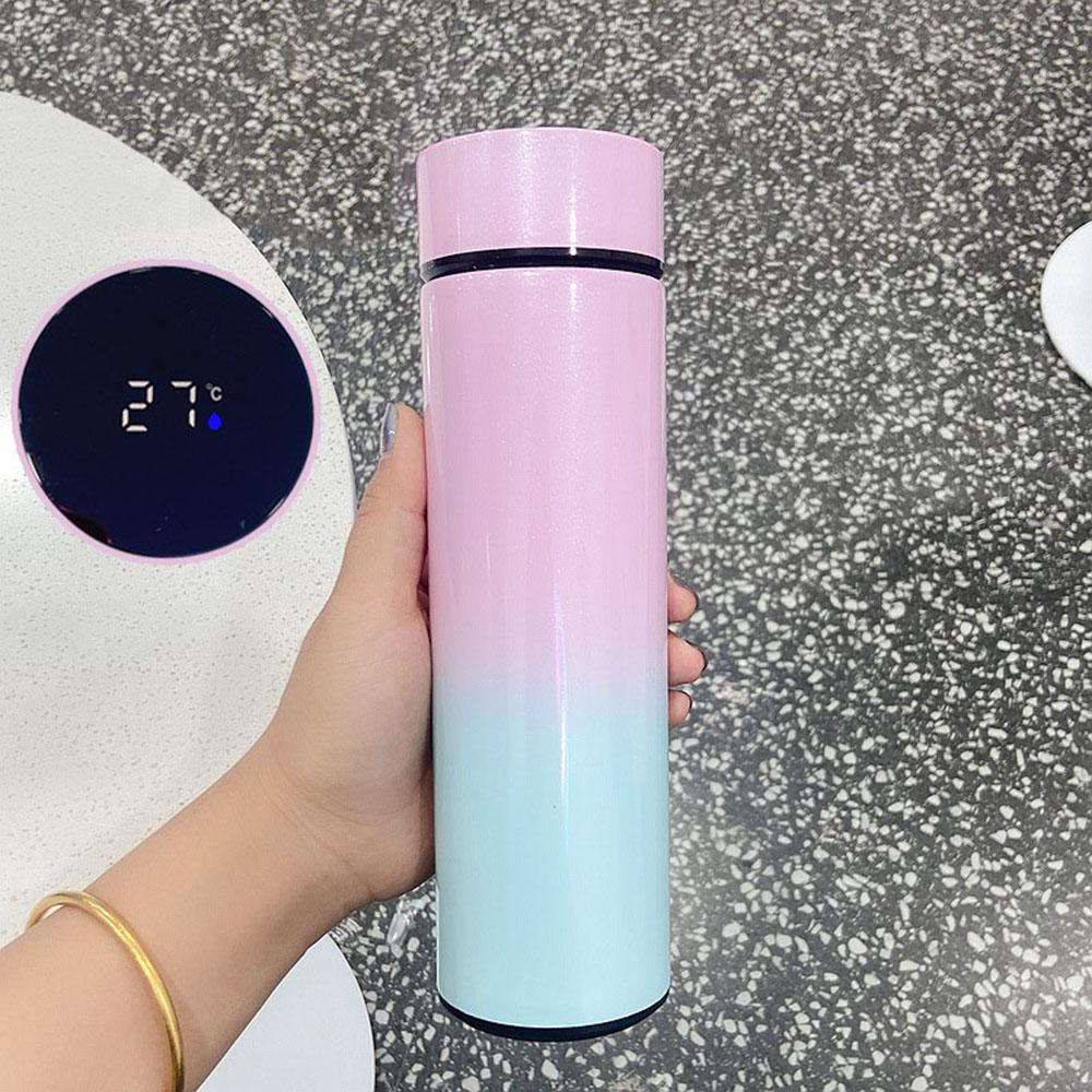 500ML Gradient Water Bottle Smart Insulation Cup Stainless Steel Thermal Cup Thermos for Travel Drinkware Car Cup Coffee Mug