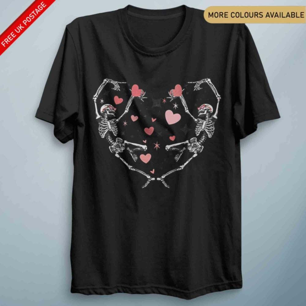 Dancing Skeleton T Shirt Heart Dance Loving Funny T Shirt Couples Shirt Gift S