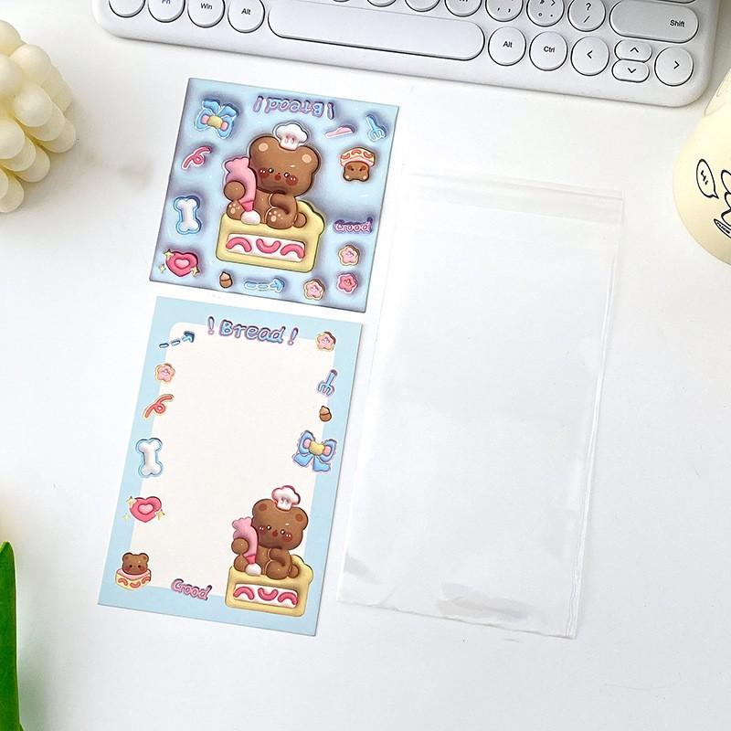 5 Set Korean Cute Animal Party Card Head Card Back Opp Bag  Star 3 Inch Photo Card DIY Packing Material Kawaii Gift Packaging