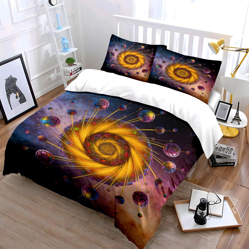 Colorful Galaxy Spiral Decoration Set Soft Comfortable Duvet Cover Bedding Set Included 1*Duvet Cover & 2*Pillowcases, Gift