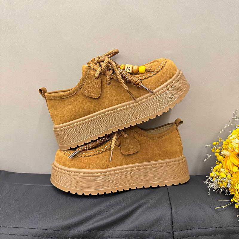 All-inclusive women's thick-soled heightening autumn new retro casual single shoes, one-pedal lazy shoes