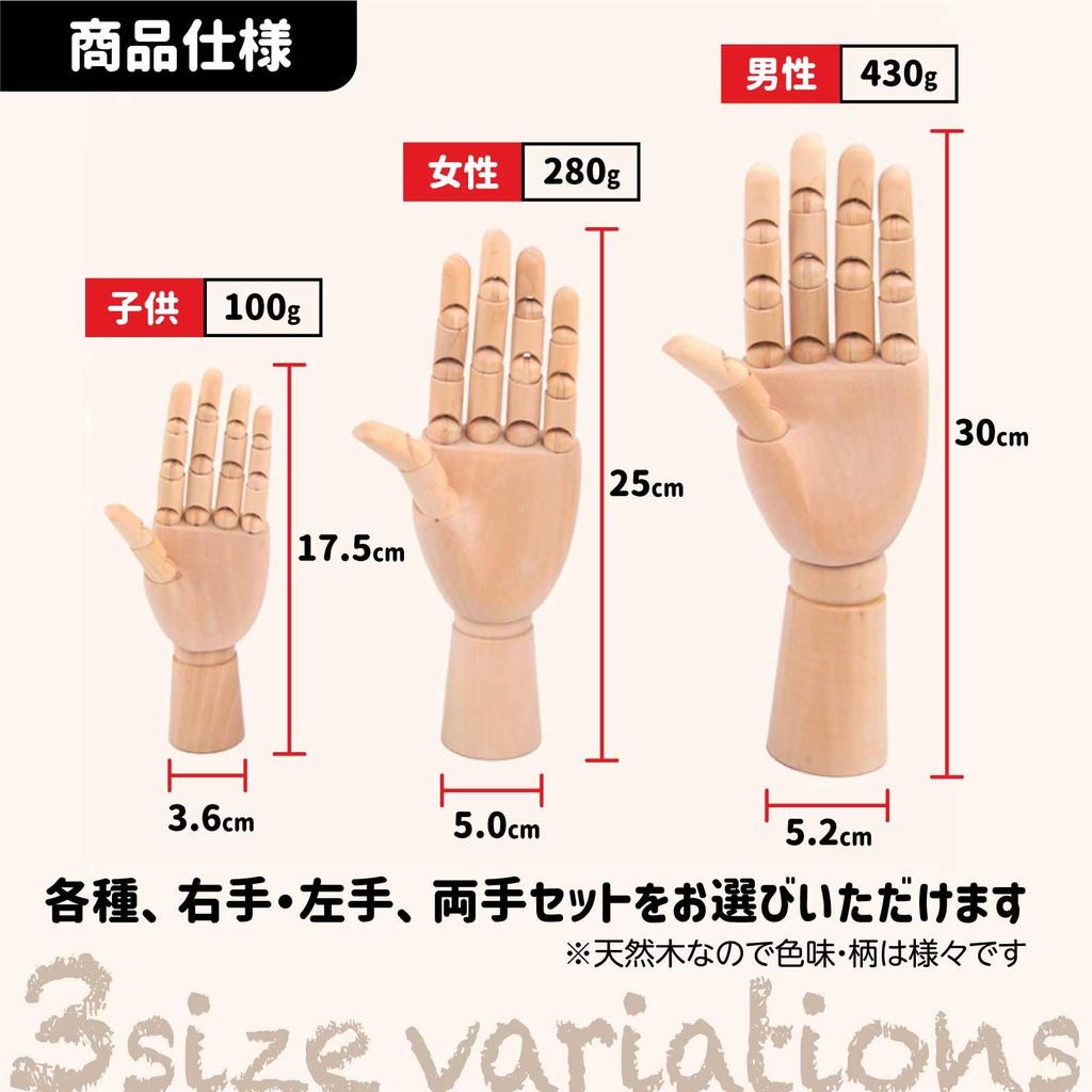 Funriche Wooden Hand Display Hand Model for and for Painting and Sketching Mannequin, Children, Women, Men, 17cm-30cm, (Female/Both Hands)