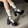 Plattform Plateau Absatz Damen Mary Jane Schuhe Mode Kreuzschnalle Pumps 2026 Neue Frühling Damen Elegante Hochzeitsfeier Schuhe