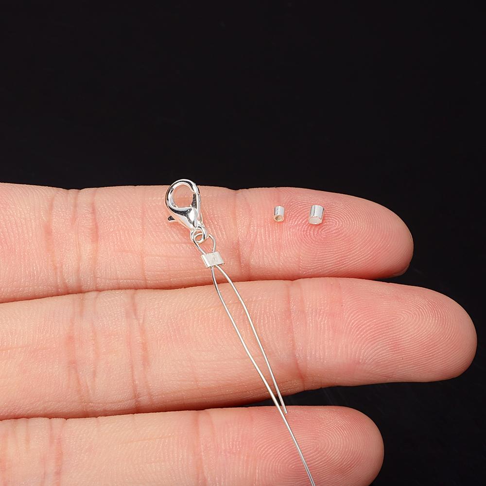 20 Stück 925 Sterling Silber Quetschperlen 1,5 mm 2 mm 2,5 mm Quetschperlen Silber Endkappen für DIY Armband Schmuckherstellung Zubehör