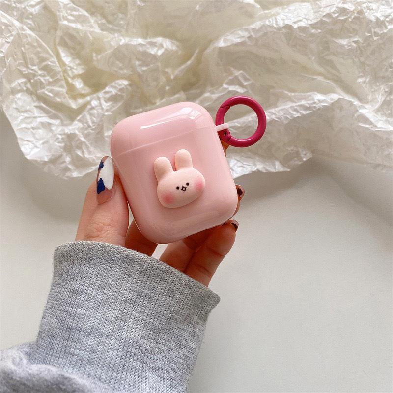 Applicable To Airpodspro3 Apple Bluetooth Headset Cover Airpods1/2 Generation Pink Cute Rabbit Cartoon