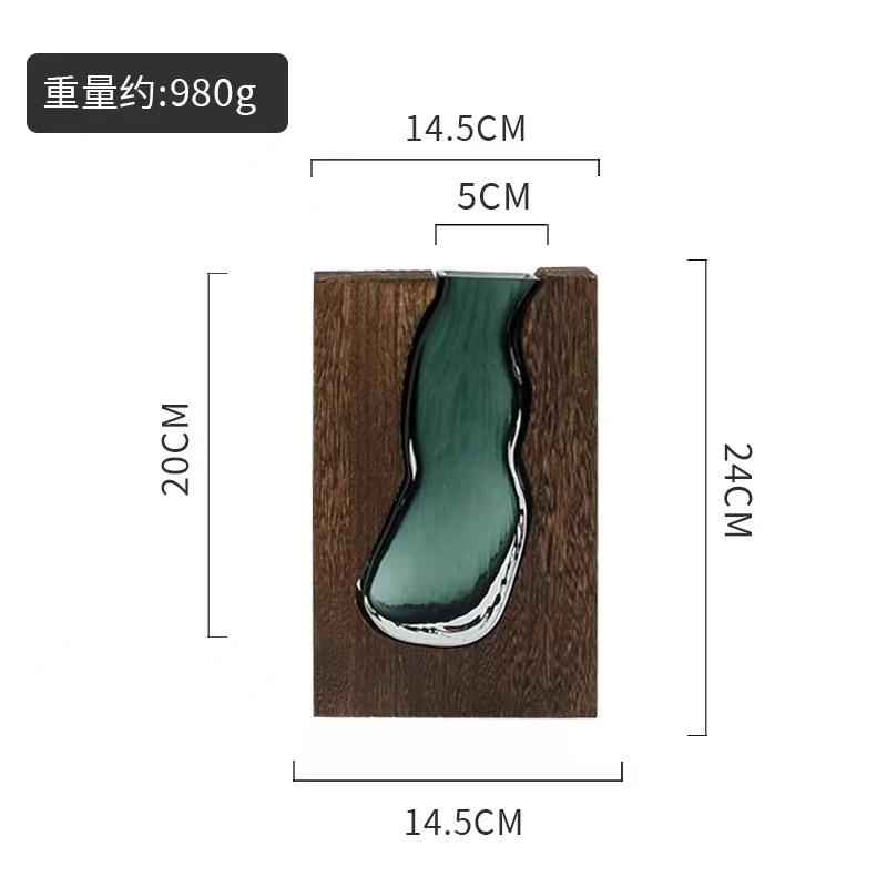 

New Chinese style solid wood glass vase wholesale home designer decorative home hotel ornament high-end soft decoration