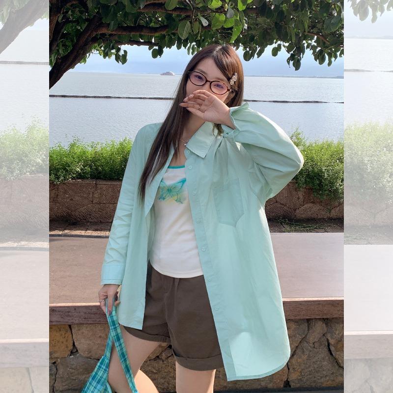 Lapel Long-sleeved Shirt Women's Autumn New Temperament Solid Color Casual Loose Top