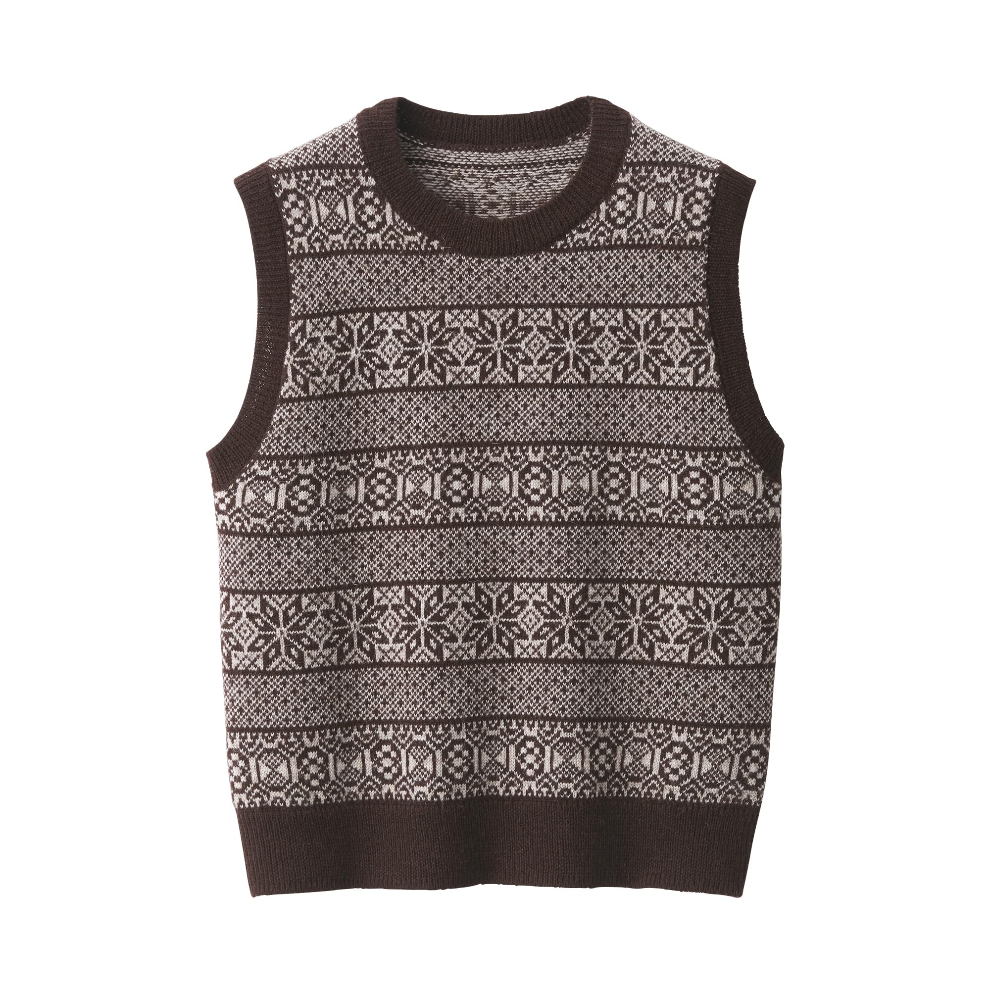 

MUJI Andean Wool Jacquard Knit Size M Women s Vest, Brown, (BA1P3A4A)