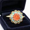 Retro Protein Stone Flower Halo Ring, Exquisite Flower Declaration Ring, Suitable for Women's Daily Wear Decoration