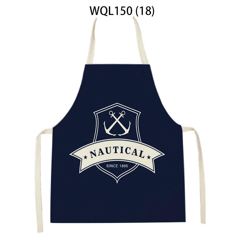 

Sailing Series Letter Anchor Print Kitchen Apron Adult Kids Sleeveless Aprons Cooking Baking Accessories Home Cleaning Apron 47x38cm