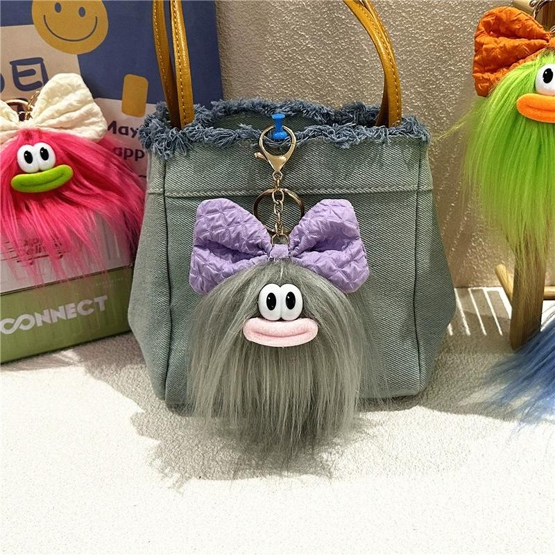 

1 шт. Милый плюшевый брелок с бантиком и ртом-сосиской, Забавный плюшевый кулон для сумки с ртом-сосиской, Мультяшный жареный брелок-игрушка серый