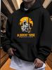 Lässiger Fleece-Kapuzenpullover mit Motorrad-Abenteuer-Grafikdruck