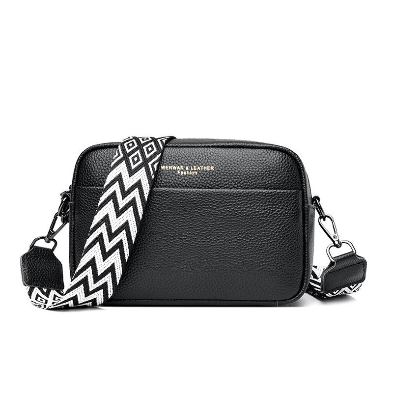 Genuine Leather Wide Shoulder Strap Single-shoulder Bag Soft Leather Casual Crossbody Bag