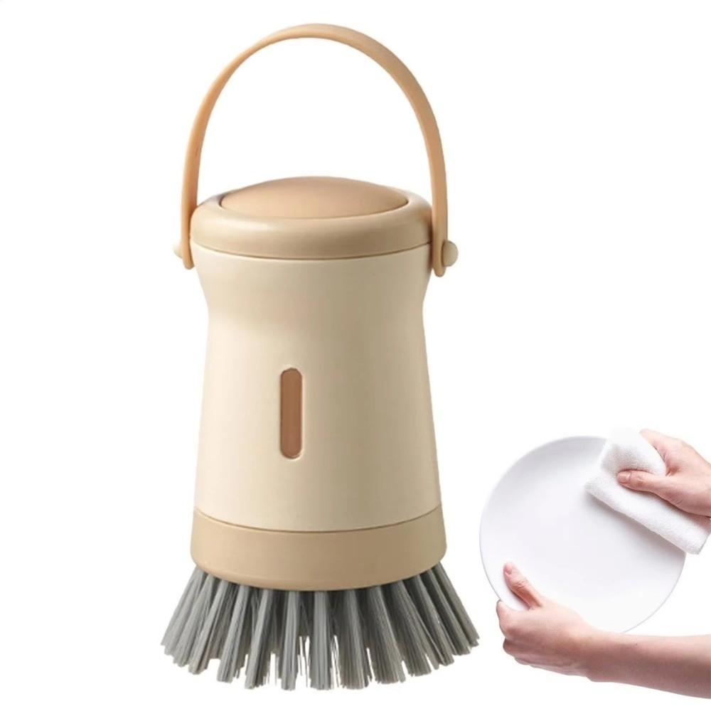 Non-Scratch Pot Cleaning Brush Ergonomic Soap Dispensing Palm Brush Kitchen Scrub Brush Kitchen
