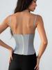 European & American INS-Style Patchwork Color Block Fishbone Chest Shaping Sexy Vest for Women