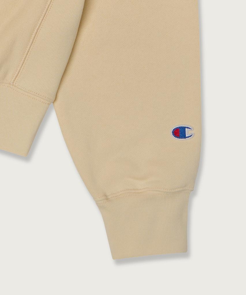 Champion Women'S Reverse Weave Big Logo Crop Sweatshirt Beige