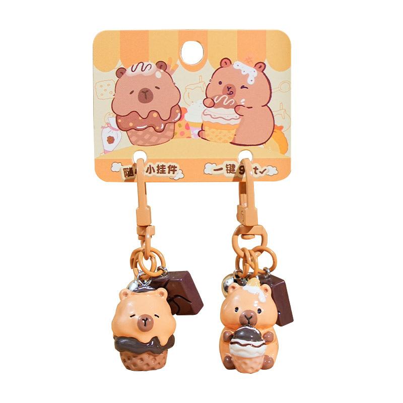 Original Q Cute Capybara Mini Small Nose Ka DIY Keychain Cute Resin Doll Mobile Phone Chain Backpack Pendant