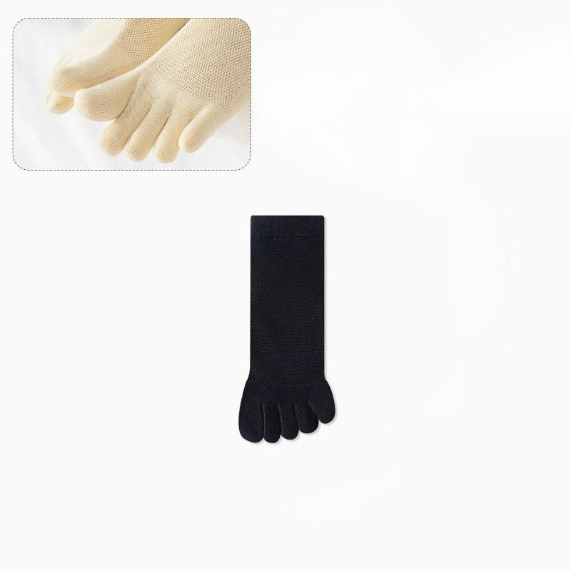 Female Summer Thin Style Sweat Absorbing Breathable Mesh Tube Five Finger Cotton Socks