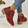 Módní kotníkové boty dámské vánoční kostkovaný potisk zip retro červené kostkované chelsea boty venkovní platformové boty klasické boční kotníkové boty