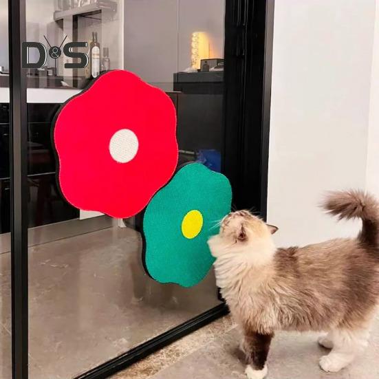 Self-Adhesive Cat Scratch Pad Wall Floor Mounted Cat Scratching Board Flower Shape Cat Scratcher for Couch Carpets Doors Furniture Protection
