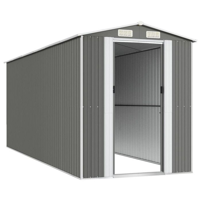 3147442 vidaXL Abri de jardin Gris clair 192x523x223 cm Acier galvanisé