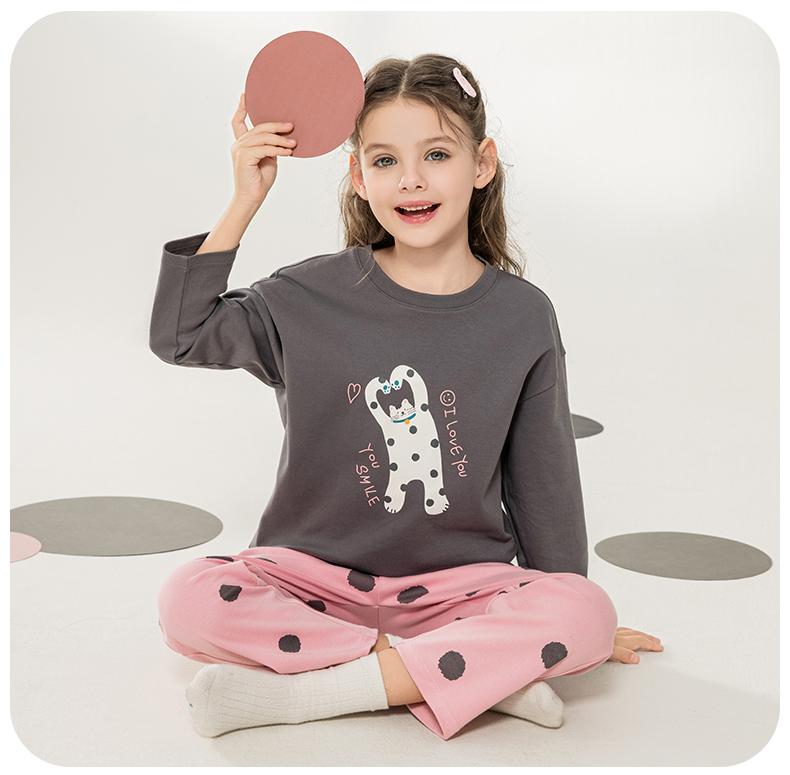 Yingbolun Girls' Pajamas Spring/Autumn Pure Cotton Long Sleeve
