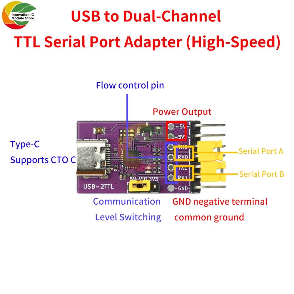 USB to 1/2/4/8 TTL Serial Communication Conversion Module High-Speed Ch348/344/342/Ch343 Chip  Type C